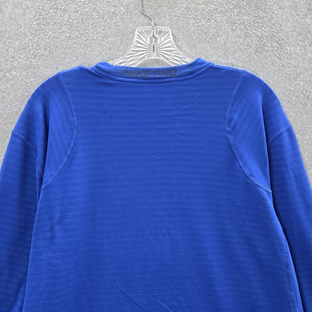 Nike Men Activewear Top XL Blue Pro Dri Fit Logo Long Sleeve Striped - Picture 8 of 11
